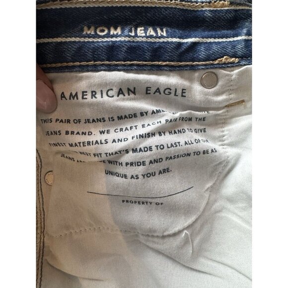 American Eagle, Pinstriped Mom Jean Size 2 Tapered Leg, denim - Picture 9 of 14